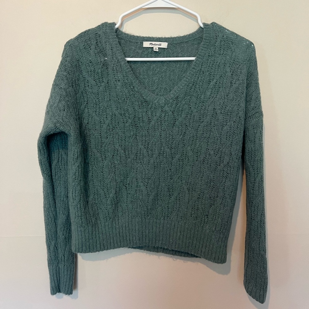 Madewell Teal V-Neck Sweater